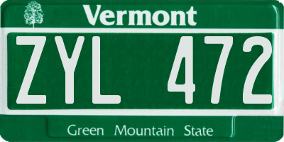 VT license plate ZYL472
