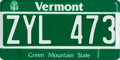 VT license plate ZYL473