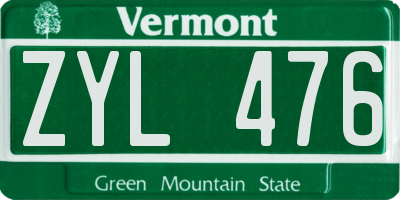 VT license plate ZYL476