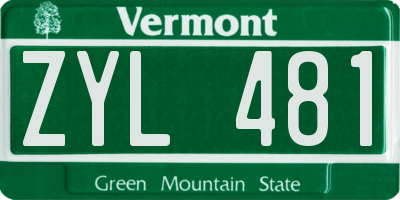 VT license plate ZYL481