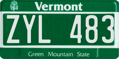 VT license plate ZYL483