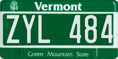VT license plate ZYL484