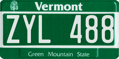 VT license plate ZYL488