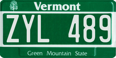 VT license plate ZYL489