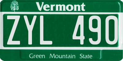 VT license plate ZYL490