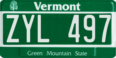 VT license plate ZYL497