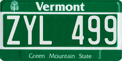 VT license plate ZYL499