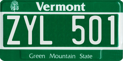 VT license plate ZYL501