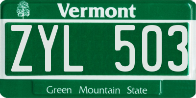 VT license plate ZYL503