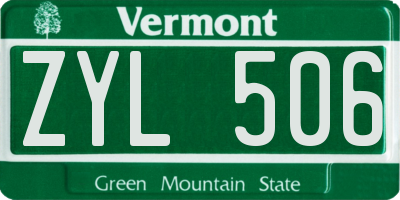 VT license plate ZYL506