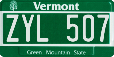 VT license plate ZYL507