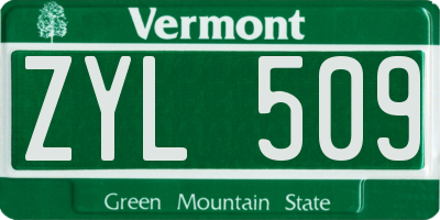 VT license plate ZYL509