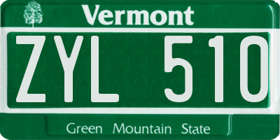 VT license plate ZYL510