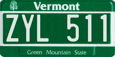 VT license plate ZYL511