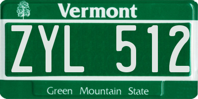VT license plate ZYL512