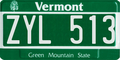 VT license plate ZYL513