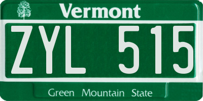 VT license plate ZYL515