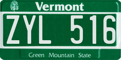 VT license plate ZYL516
