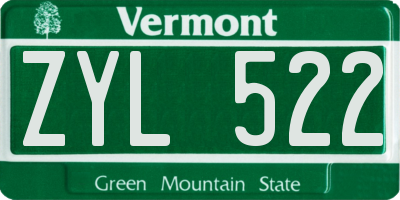 VT license plate ZYL522