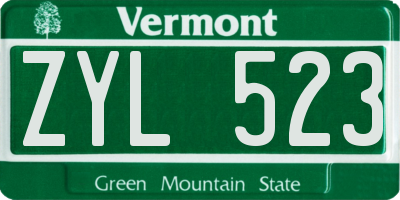 VT license plate ZYL523