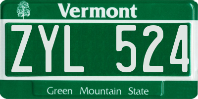 VT license plate ZYL524