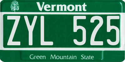 VT license plate ZYL525