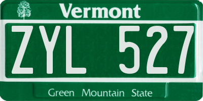 VT license plate ZYL527