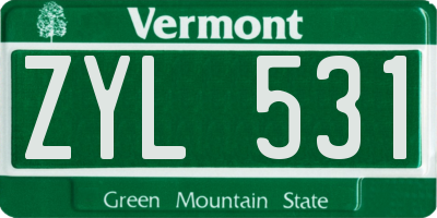 VT license plate ZYL531