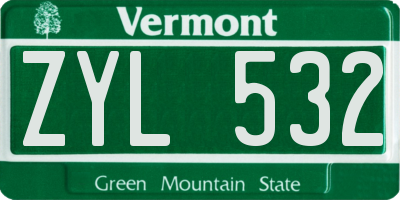 VT license plate ZYL532