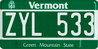 VT license plate ZYL533