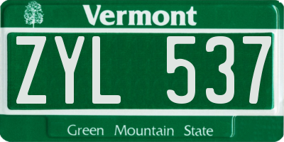 VT license plate ZYL537