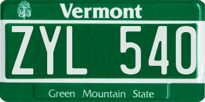 VT license plate ZYL540