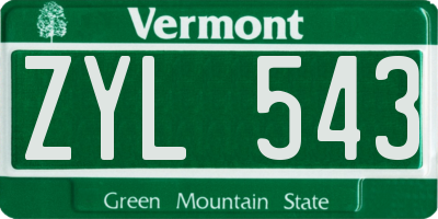 VT license plate ZYL543