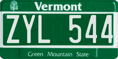 VT license plate ZYL544