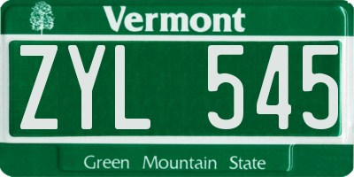 VT license plate ZYL545