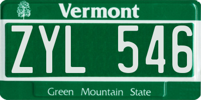VT license plate ZYL546