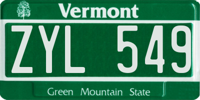 VT license plate ZYL549