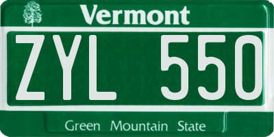 VT license plate ZYL550