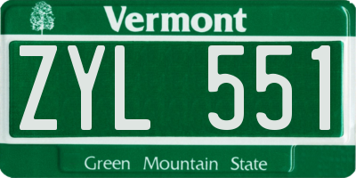 VT license plate ZYL551