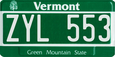 VT license plate ZYL553