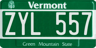 VT license plate ZYL557