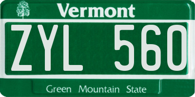 VT license plate ZYL560