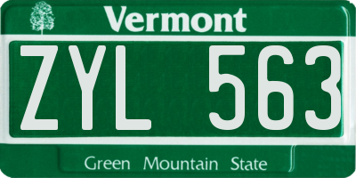 VT license plate ZYL563