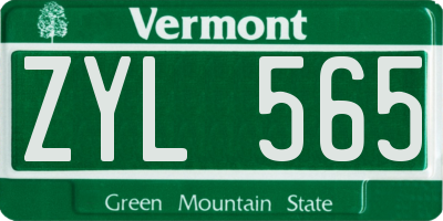 VT license plate ZYL565