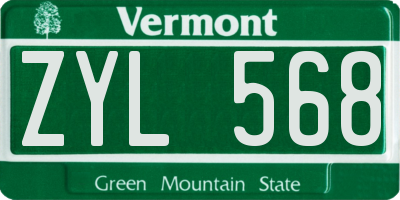 VT license plate ZYL568