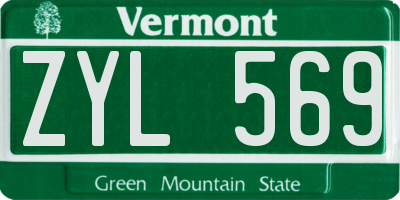VT license plate ZYL569