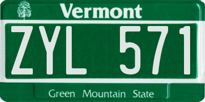 VT license plate ZYL571