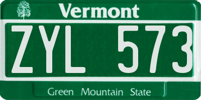 VT license plate ZYL573