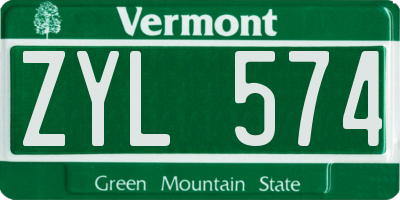 VT license plate ZYL574
