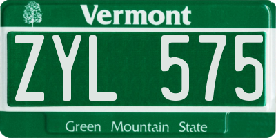 VT license plate ZYL575